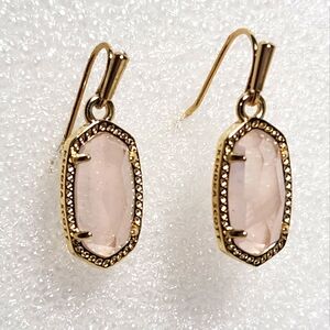 Kendra Scott Pink Rose Quarts and Gold Earrings 1"